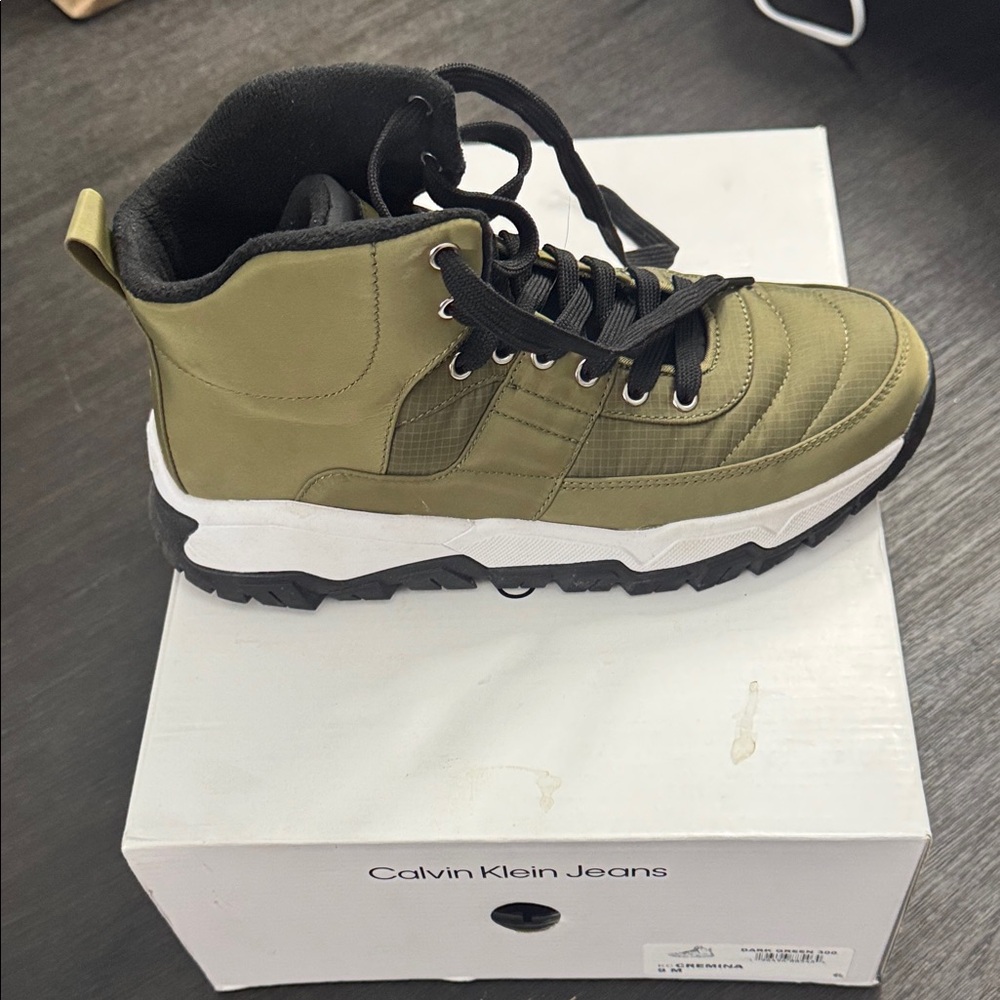 Calvin Klein Olive and Black High-Top Sneakers